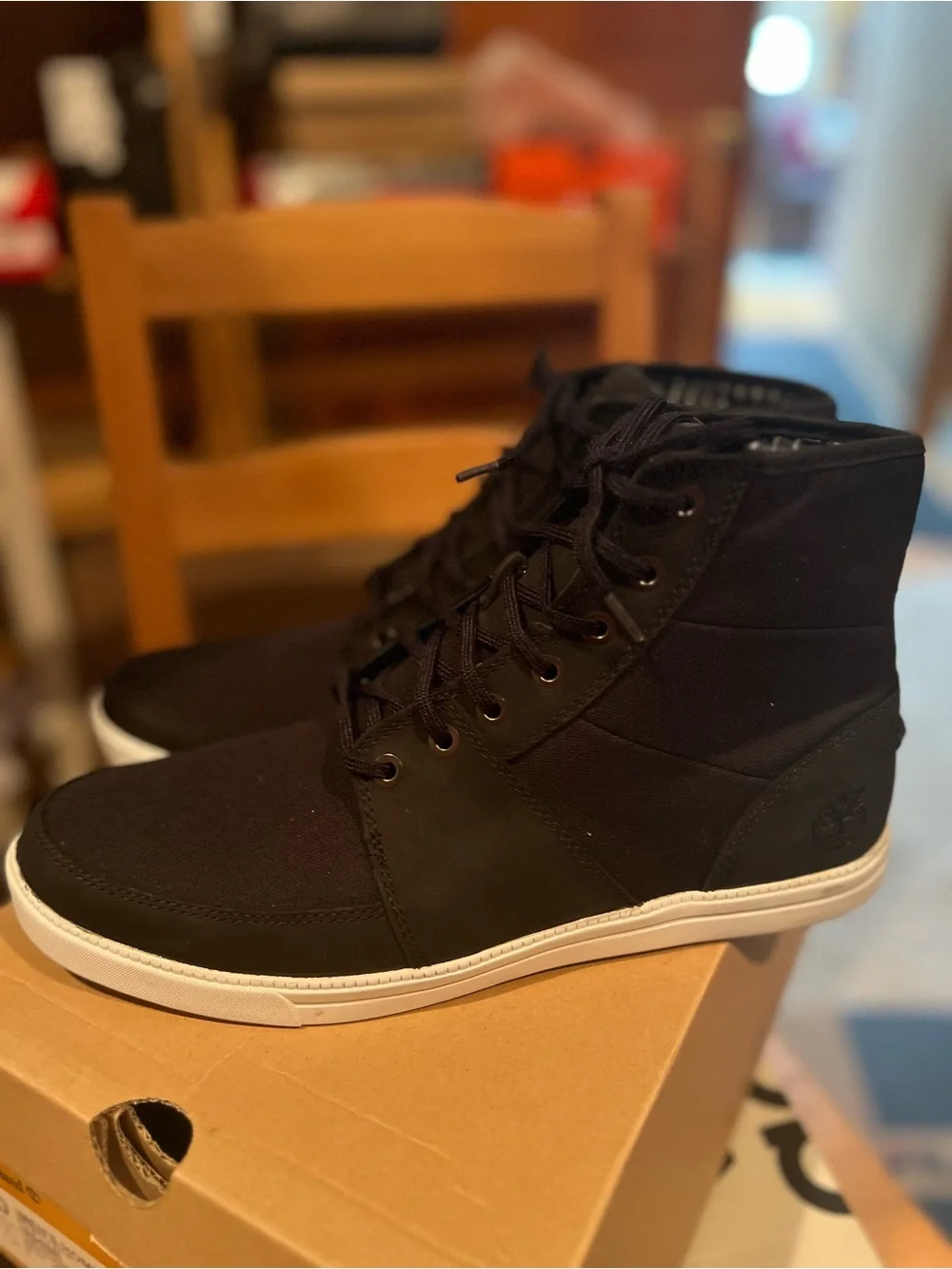Timberland Black High-Top Canvas & Leather Sneakers